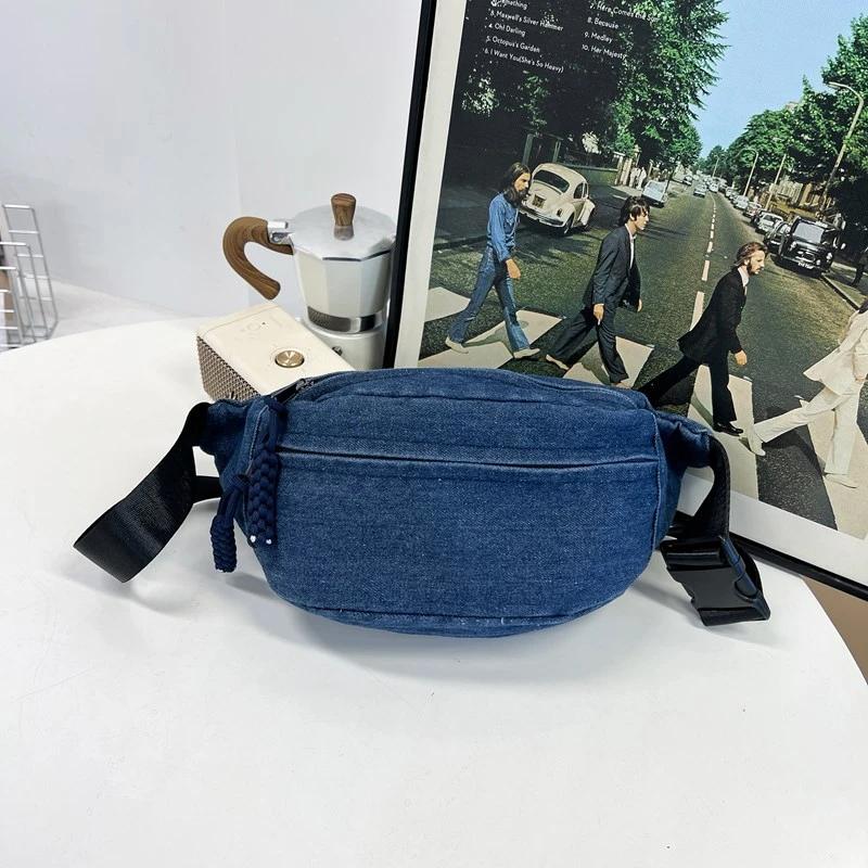 Zippered Waist Bag for Ladies  High-quality Denim Bags  Pendular and Leisure  Versatile and Leisure