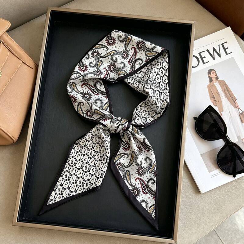 Cashew long strip small silk scarf women's spring and autumn summer neck protection scarf neck ribbon ribbon belt diagonal strip thin scarf