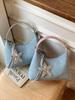 Luxury Denim Diamd Handbag 2026 Spring Summer New Women's Underarm Bag Elegant Fashi Party Handbag with Pendant