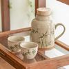 Hand-painted Emerald Green Bamboo Ceramic Tea Set