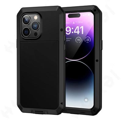 Etui na iPhone'a 15 14 13 12 11 Pro Max XS XR 8 7 Plus SE Metalowe, wytrzymałe, 360 stopni, pełne, odporne na wstrząsy etui ochronne