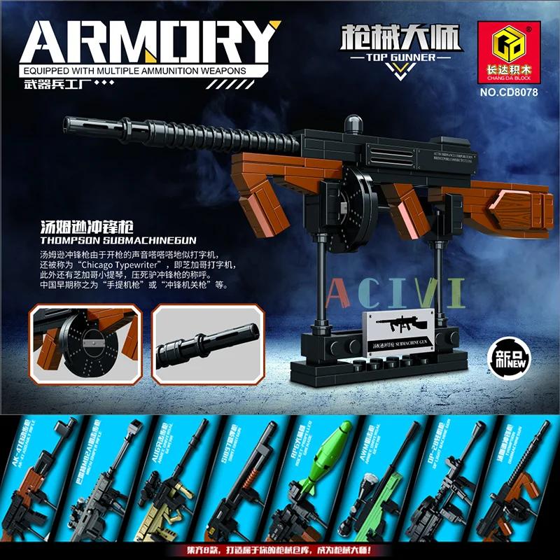Technical Building Blocks Toys Gun AK47 Revolver Submachine Sniper Barrett WW2 Military Army War SWAT Weapon Model  for Children