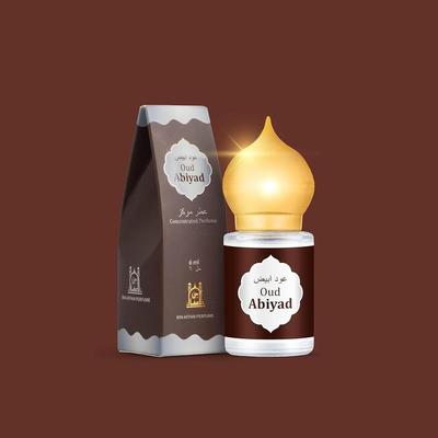 Binaffan Oud Abiyad 6 ML Premium Seria Abiyad Długotrwały Wyprodukowano w Dubaju Opakowanie 1 Perfumy Attar Połączone z Wodą Zam Zam Bezalkoholowe