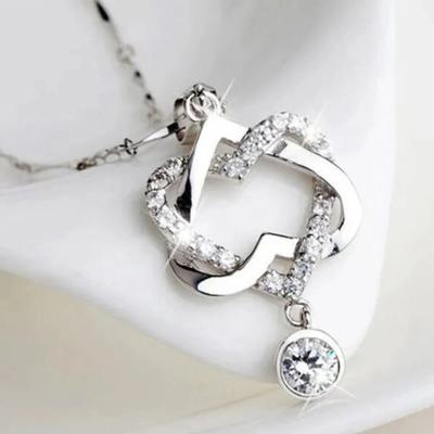 1 Stück Herz zu Herz passende Halskette mit Anhänger für Damen, Liebe, Kupfer, Herzknoten-Halskette, Geschenk zum Valentinstag