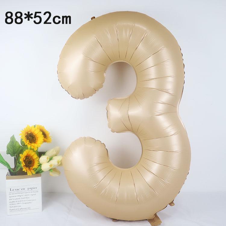 40-Inch American Caramel Cream Number Balloons - Birthday Party Decoration Slim Aluminum Foil Balloons