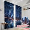 2pcs,2D plane printing Popular Curtains Nightscape Majesty Versatile Polyester (without rod) Outdoor Decorations Use for Home &