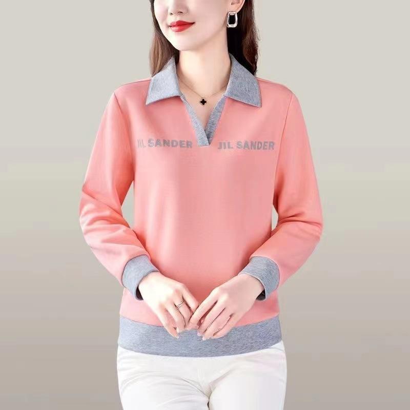 Lapel Long-sleeved Women's T-shirt In Autumn and Winter New Tops Large Size Women's Base Shirt