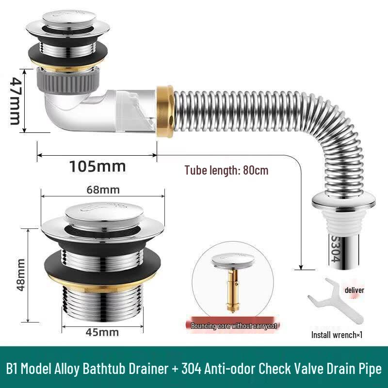 Bathtub Drain Assembly with Pop-up Core