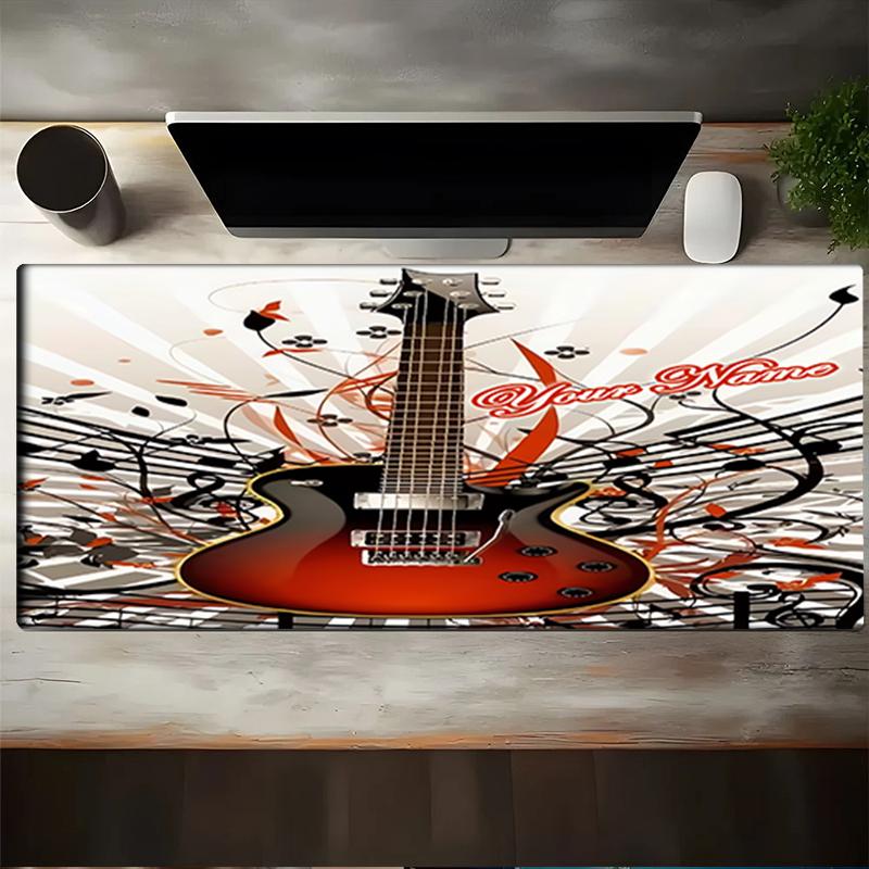 1PC Custom Name Electric Guitar Artwork Mouse Pad, Keyboard and Mouse Desk Pad, for Computer Notebook  Birthday Gift For Any Room Or Office