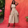 European and American Women's Clothing Summer New Fashionable and Elegant Round Neck Vest Slim Pleated Strap Dress Dress