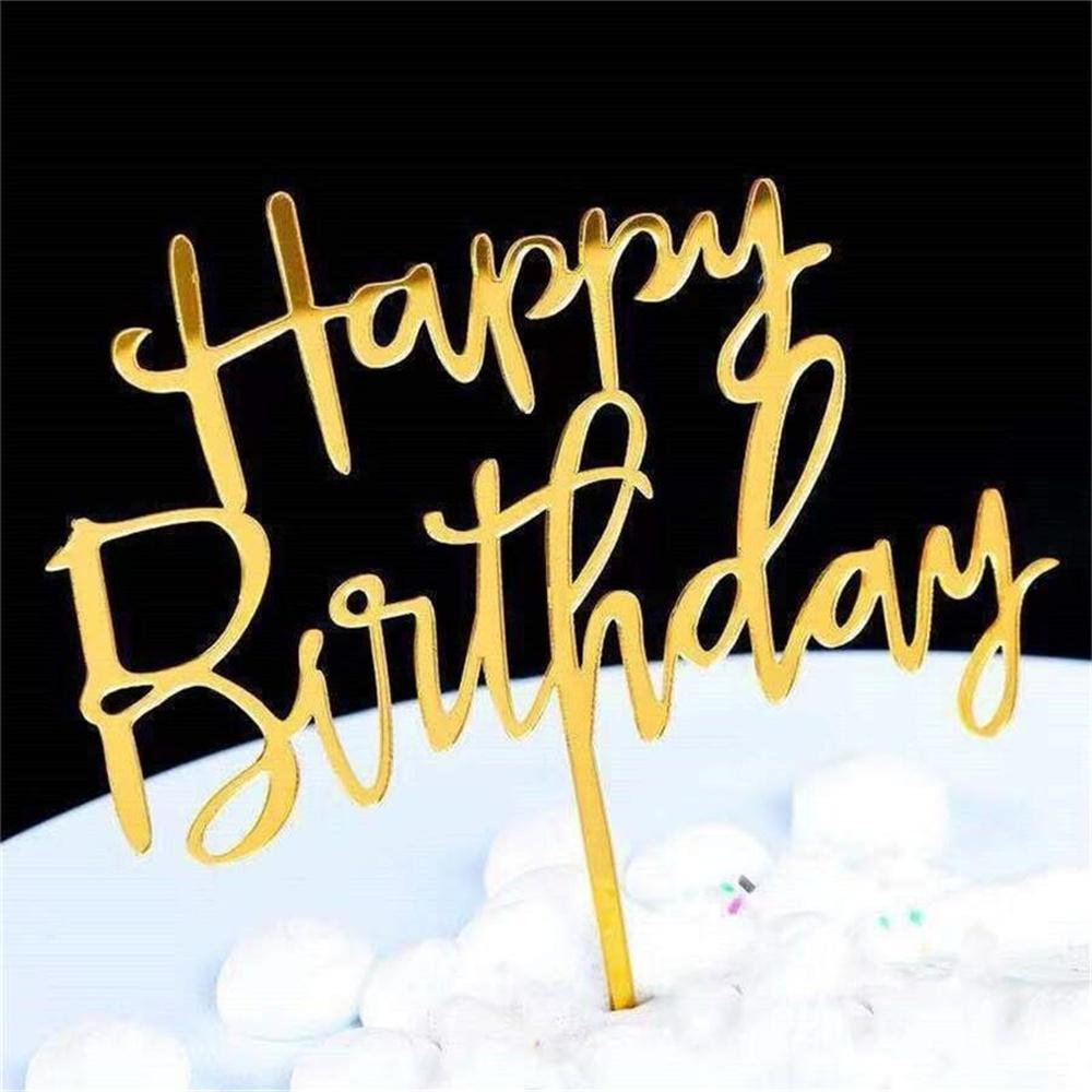 10pcs Plastic Giltter Happy Birthday Cake Topper Bling Decoration Sign Happy Birthday Acrylic Cake Topper Birthday Dessert Decor
