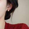 Natural freshwater pearl earrings, red pearl earrings, autumn and winter high-end feeling, New Year earrings