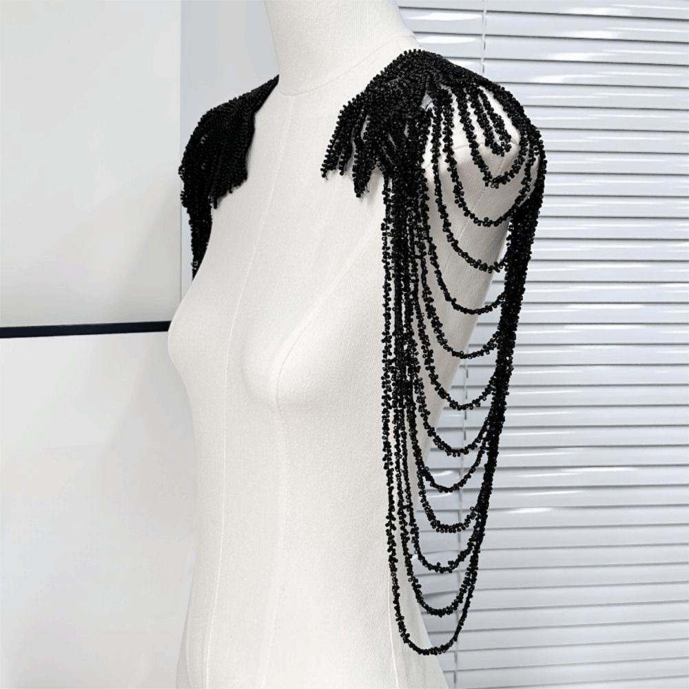 2Pcs Long Tassel Chain Sequin Shoulder Ornaments Glittering Shoulder Wrap Stage Performances
