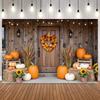 Blissful Autumn Harvest Theme Photography Background Forest Maple Fallen Leaves Window Pumpkins Sunflower Photo Backdrop Decor12