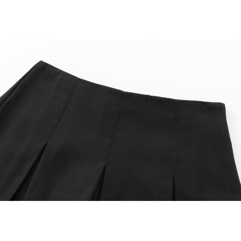 2025 Summer Women's Solid Pleated Midi Skirt - European & American Style