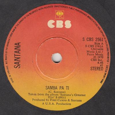 7inch Record SANTANA - Samba Pa Ti  SCBS2561 CBS 1974 UK Rock Used