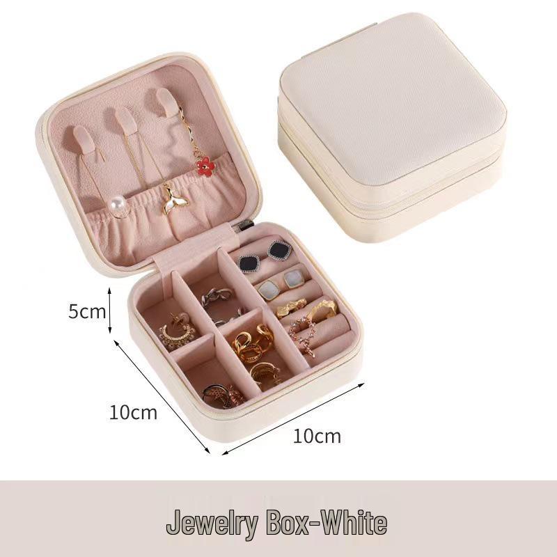 Exquisite Portable Jewelry Box: Compact Travel Storage for Earrings, Rings & Necklaces with Double-Layer Design