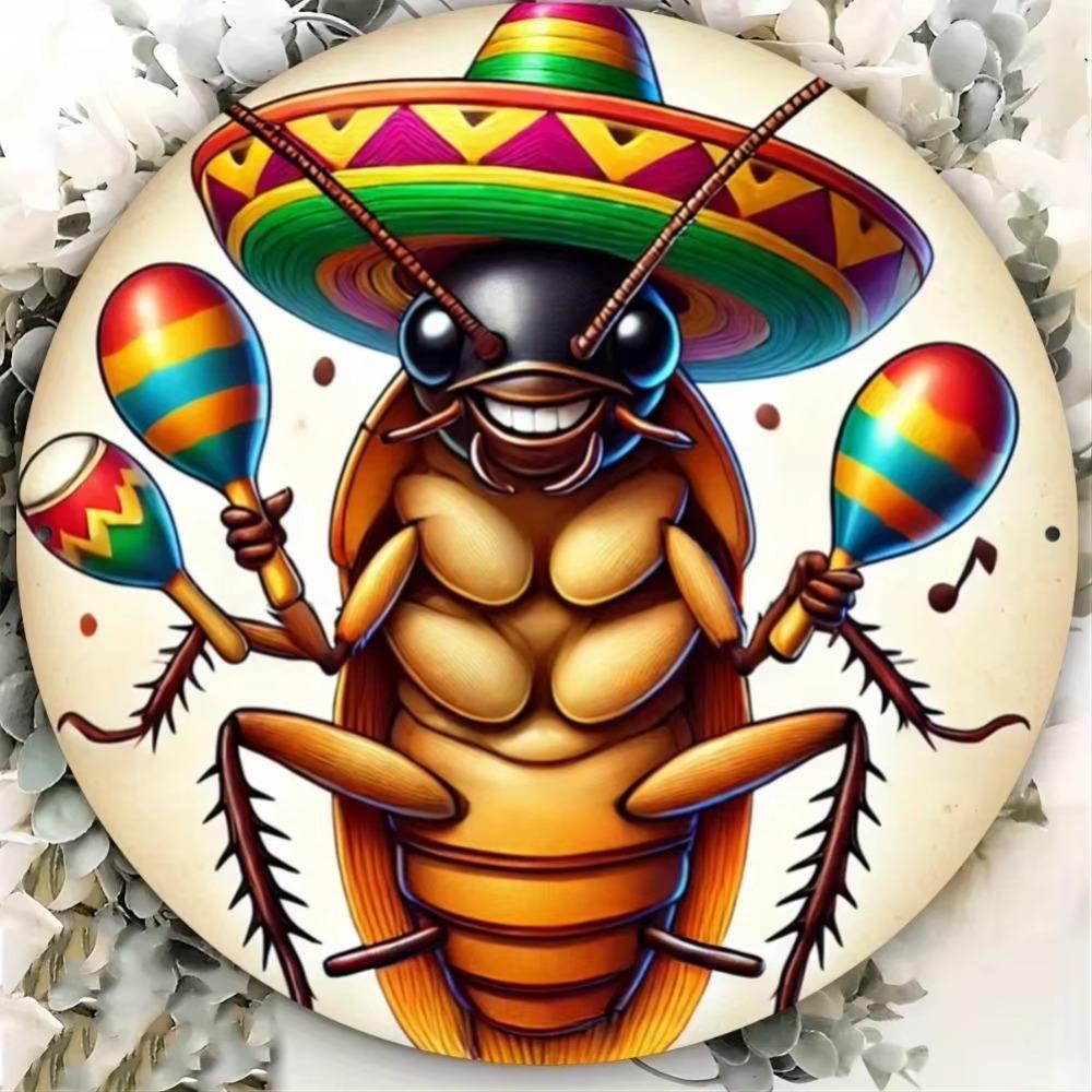 Vintage Tin Sign Mexican Sombrero Cockroach Metal Wall Art Bar Decor 40x30cm белый