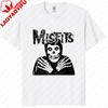 Unisex Vintage Punk Tee Misfits Style Distressed Skull Graphic Classic Streetwear Top Daily Wear