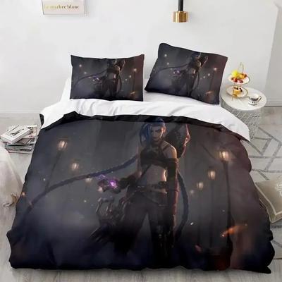 Anime League of Legends Jinx Bedding Set Single Twin Full Queen King Size Bed Set Adult Kid Bedroom Duvetcover Sets Game Anime