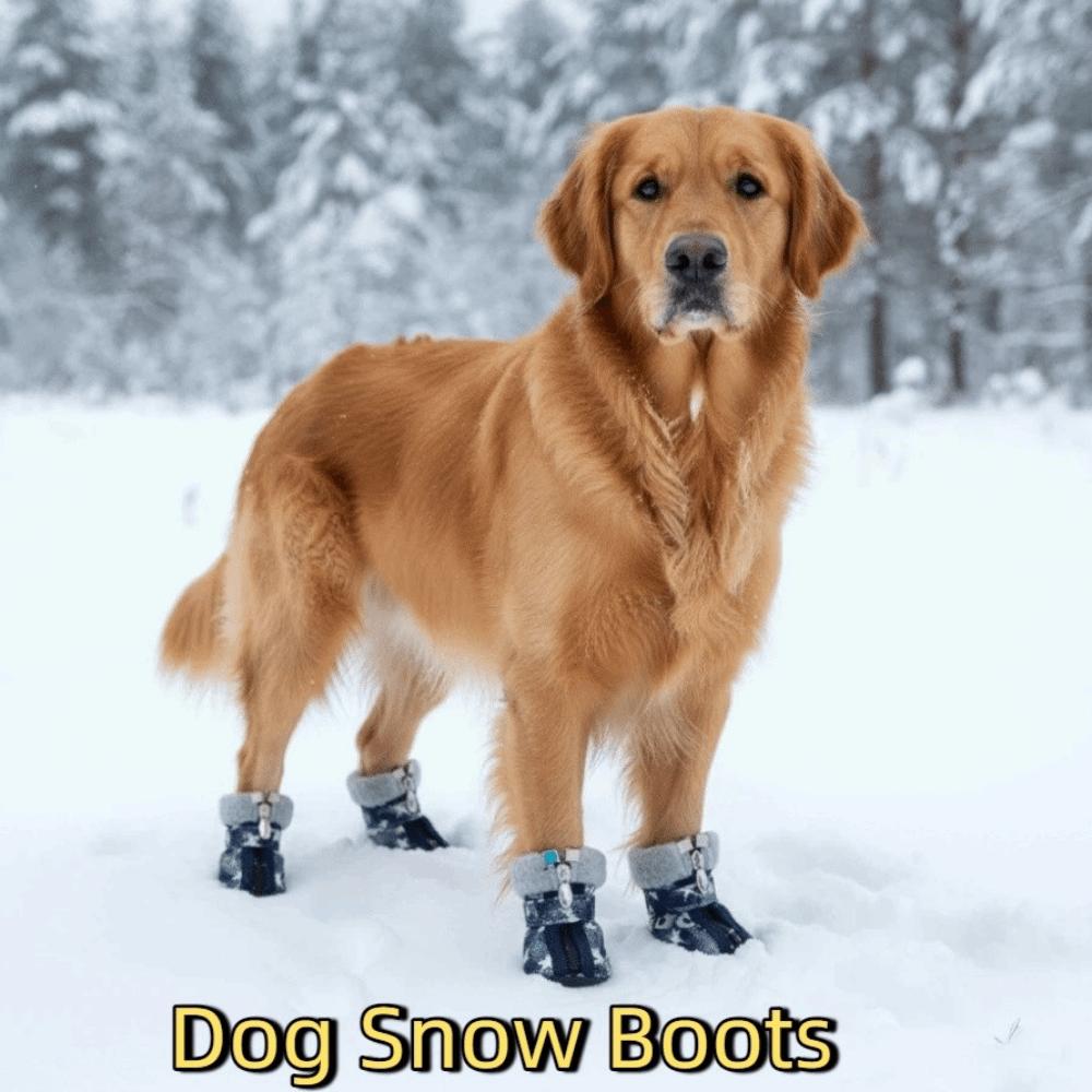 4 pieces/set Warm Winter Dog Boots Wear-Resistant Dog Cotton Shoes Puppy Paw Protector Hiking
