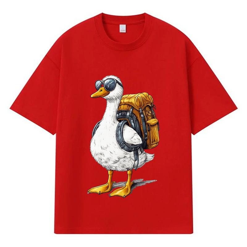 2026 Duck Pattern Printed Graphic Streetwear Y2k Harajuku Clothes 100% Cotton T Shirt Casual Oversized Summer Men T-shirt