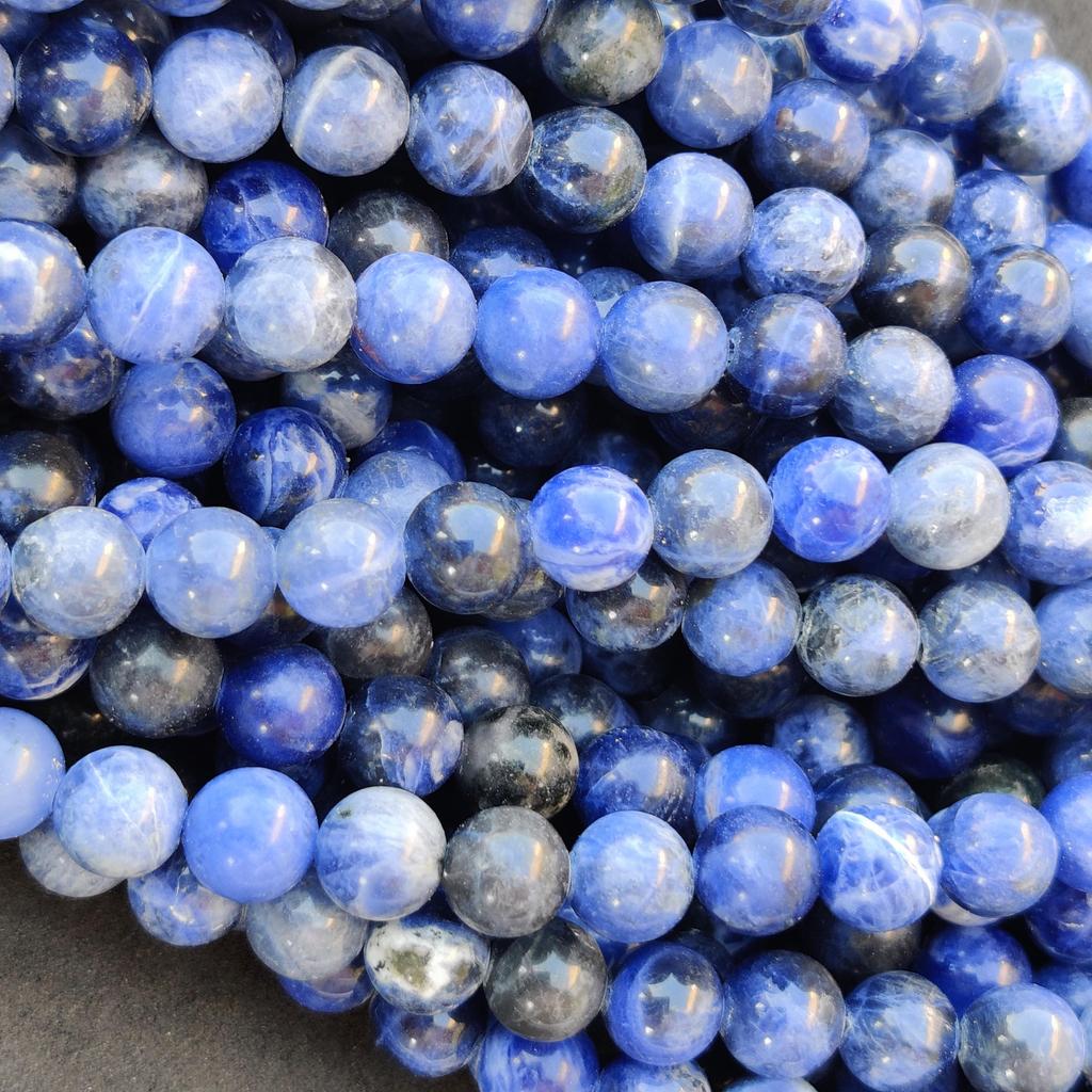 Přírodní sodalitové korálky, kvalitní hladké kulaté korálky, 6 mm, 8 mm, velikost kamene 10 mm, korálky z drahokamů 14-15 palců.