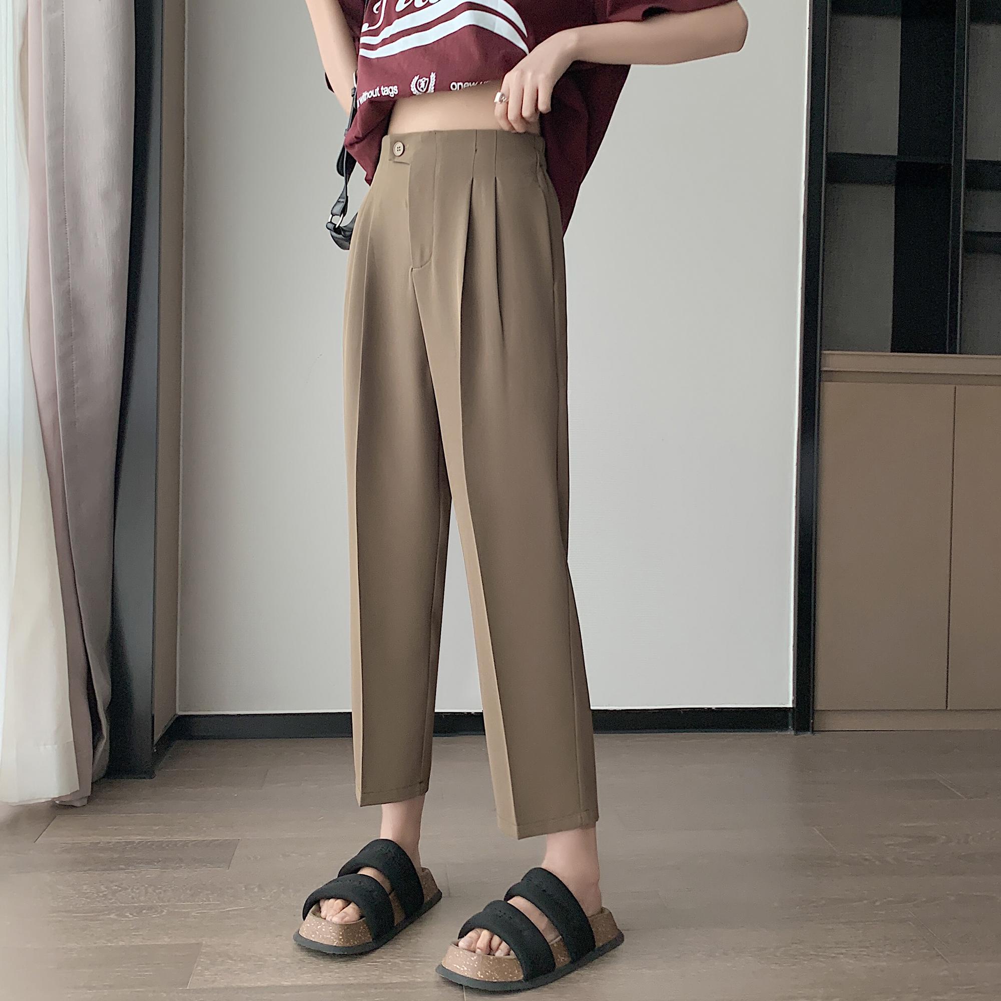 

Женские брюки свободного кроя с высокой талией в стиле водосточной трубы S хаки