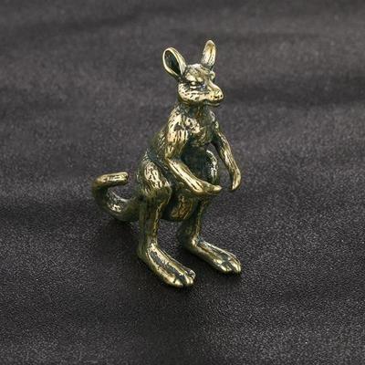 Vintage Messing Känguru Figuren Miniaturen Tee Haustier Handwerk Desktop kleine Ornamente Tier Home Dekore Zubehör Kinder Geschenke