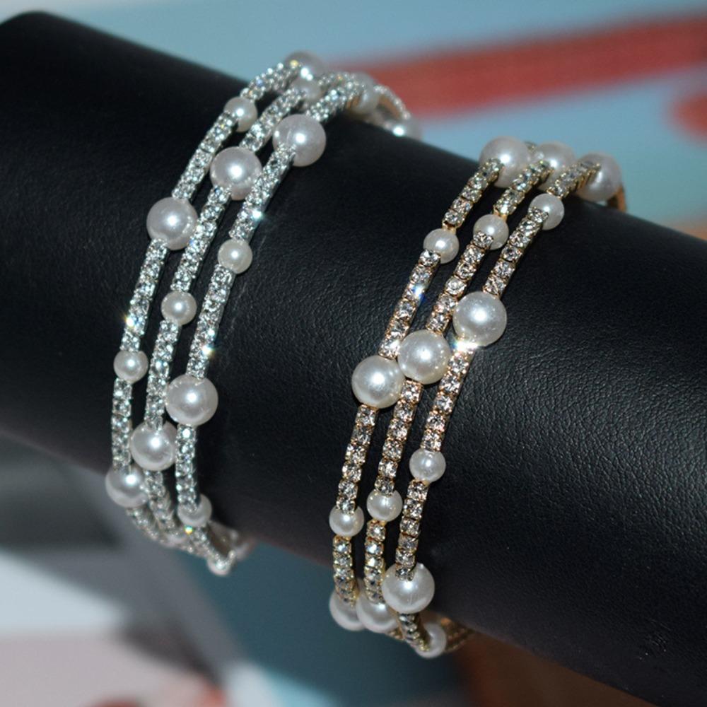 

Cuff Charm Multilayer Bracelet Delicate Ethnic Bangle Creative Open Rhinestone Bracelet Women серебряный