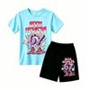 Fashion Cartoon 67 Graphic Print Outdoor Street Kids T-shirt and Shorts Summer Home Casual Outfit Boy and Girl's Sports Set