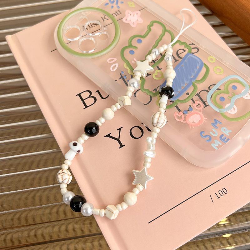 

Богемный ремешок для мобильного телефона в виде ракушки, звезды, гриба, универсальная женская цепочка для мобильного телефона белый