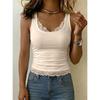 TIFICY Damenmode Casual Sommer Frühling Einfarbig Druck Ärmellos Quadrat Kragen Blusen & Hemden