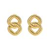 Retro Geometric 304 Stainless Steel Ear Studs with Concave-Convex Design