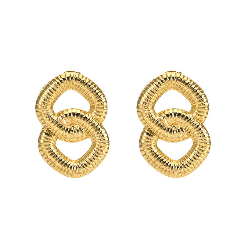 Retro Geometric 304 Stainless Steel Ear Studs with Concave-Convex Design