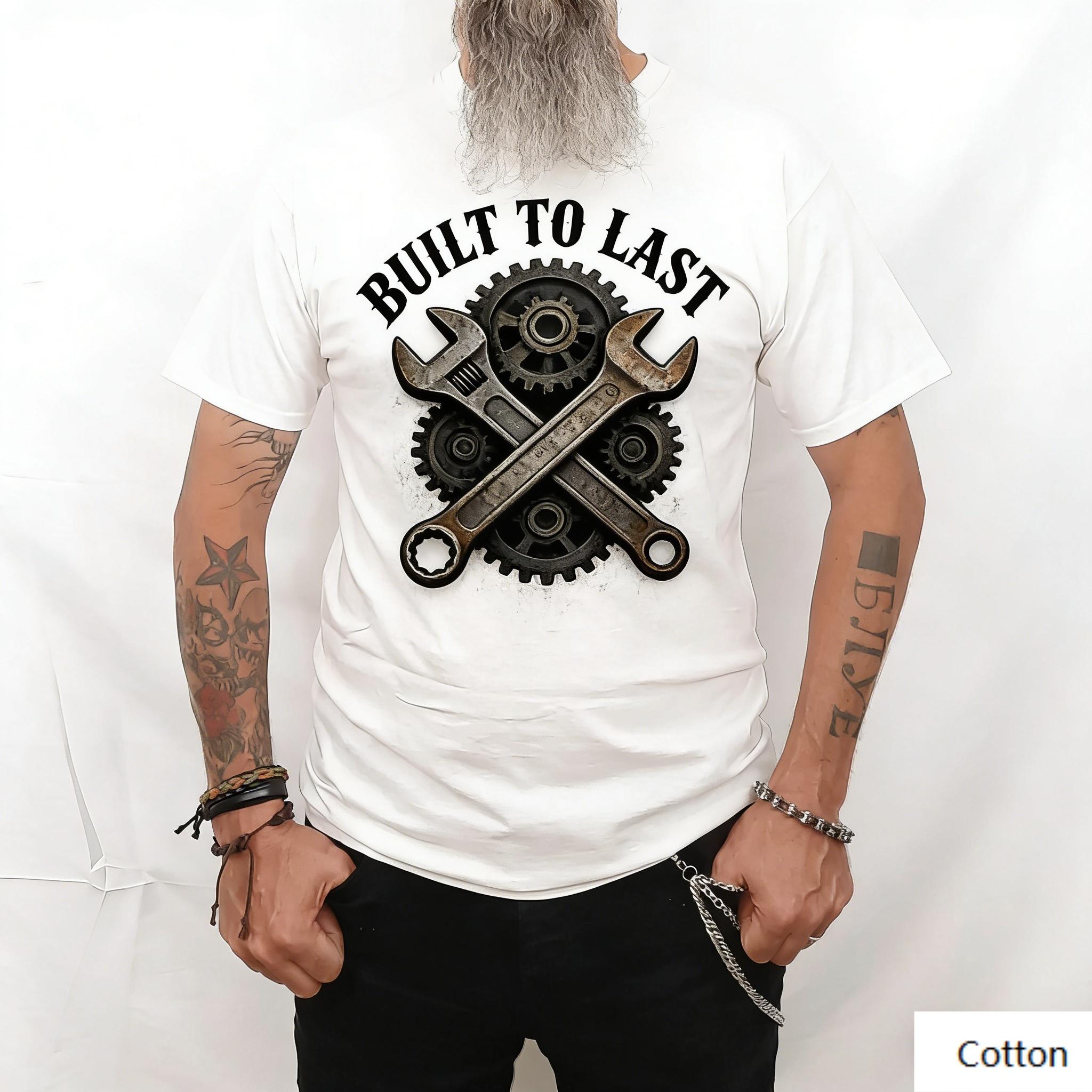 Built To Last Wrench Gear Graphic Cotton T-Shirt Unisex Retro Mechanic Culture Art Casual Short Sleeve Tee S разноцветный