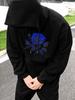 unisex Hoodie, Halloween, Blue Rose Graphic, Pullover Hoodie, Streetwear Style, Autumn Winter Outdoor, Drawstring Kangaroo Pocket