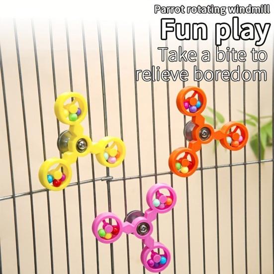 Haustier Kauspielzeug Starke Saugnapfbefestigung Vogelkäfige Buntes Ball Design 360-Grad-Drehung Stressabbau Interaktives Papageienspielzeug
