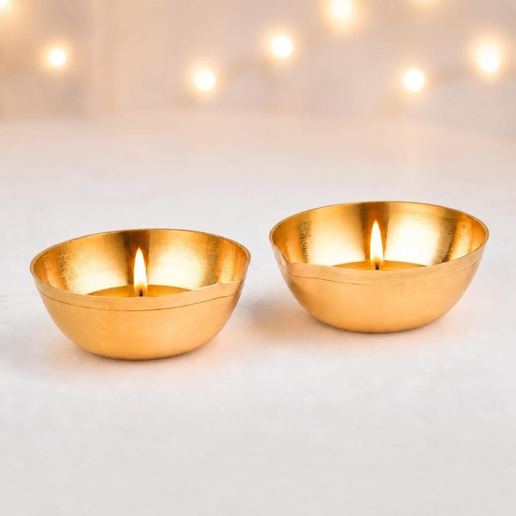 Pure Brass Diya  | Diya for Pooja | Oil Lamp for Mandir | for Daily/Festive Worship, Home, Diwali,