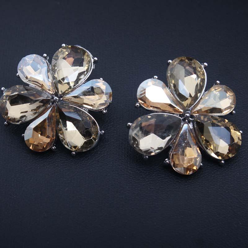 Přehnané náušnice s květinami Křišťálové náušnice s drahokamy Dámské módní náušnice