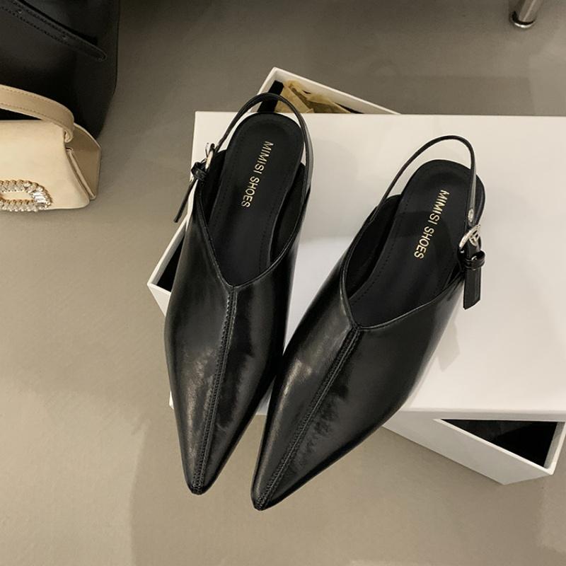 

Fashion Bailamos Women Sandals Pointed Toe Elegant Low-heel Shoes Summer Fashion Slingback Woman Mules Shoes Pumps Dress Shoes 39 чёрный