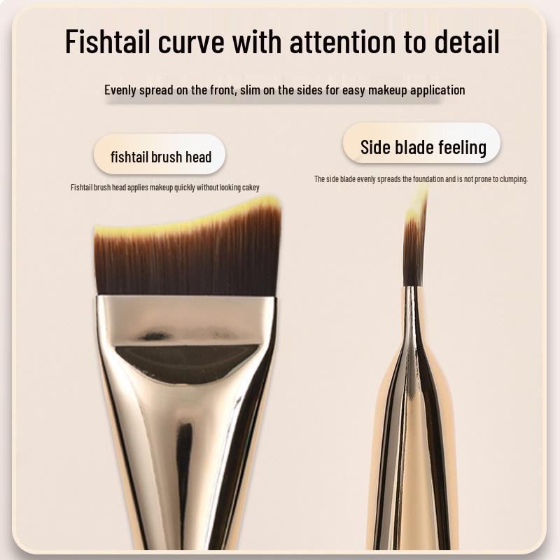 Ultra-Thin Flat Head Angled Foundation Brush - Streak-Free Makeup, Perfect for Beginners