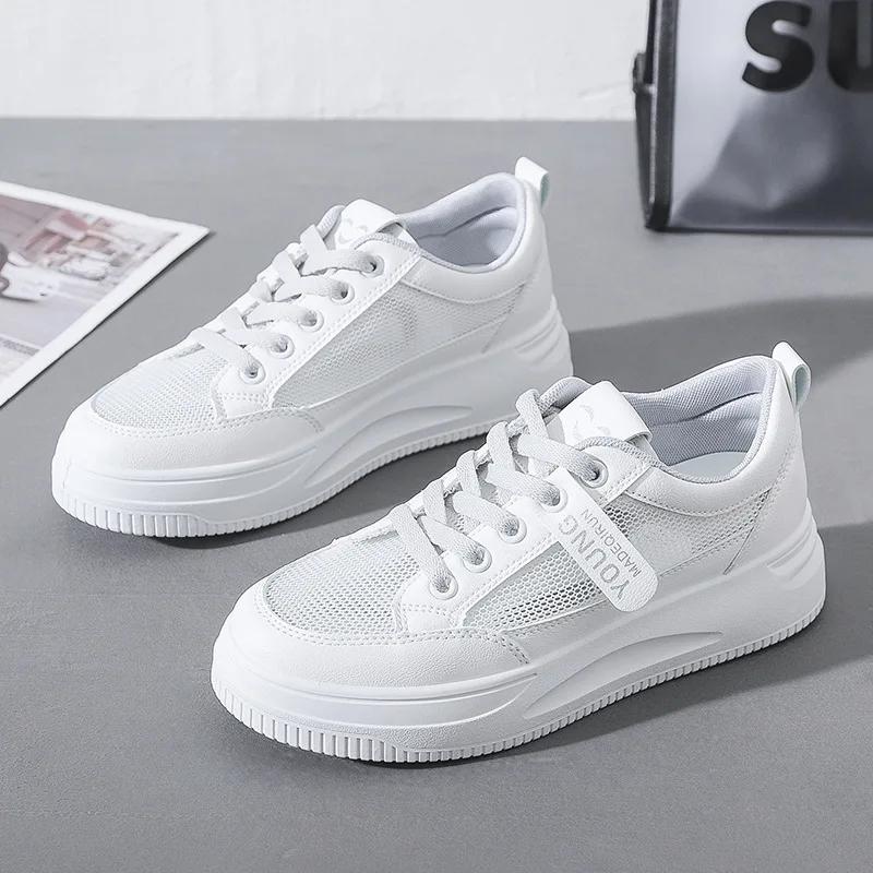 Women's Tennis Sports Running Shoes Spring Autumn New Casual Sports Shoes Women Casual Sneakers Thick Sole Lace-up Sports Shoes