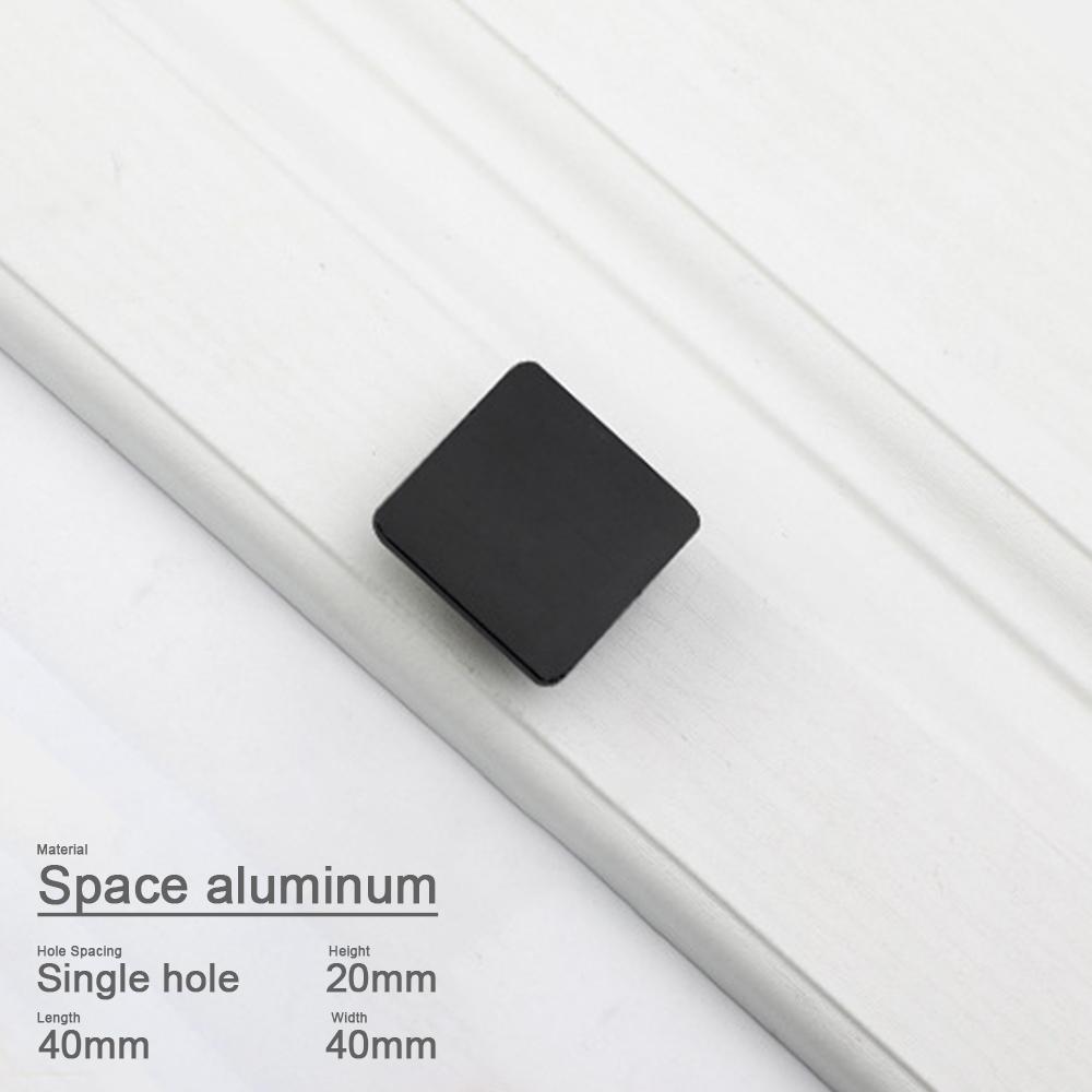 1pc Minimalist Square Handle Space Aluminum Pull Black Matte Silver Kitchen Bathroom Simple Modern Cabinet Drawer Wardrobe
