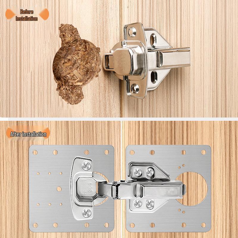 Stainless Steel Cabinet Door Hinge Repair Plate - Fixes and Installs Hinges On Furniture.