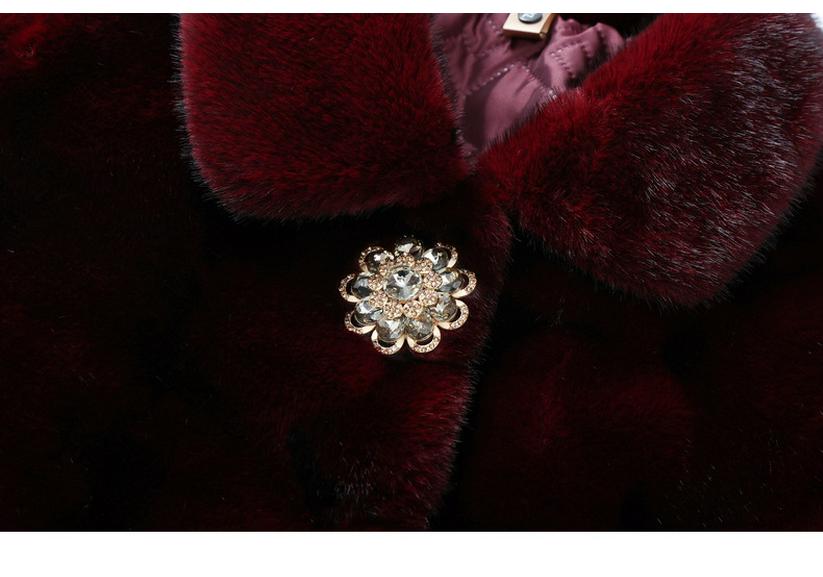 Petite Women's Thickened Faux Mink Fur Winter Coat for Middle-Aged and Elderly
