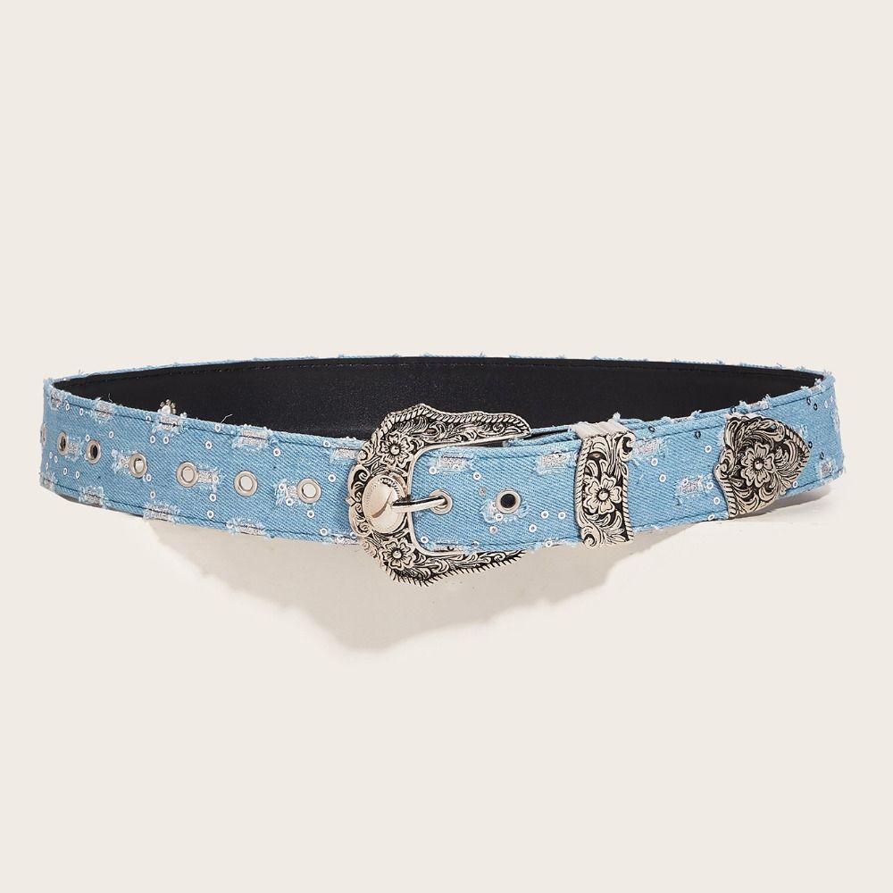 Luxury Design Punk Denim Waistband Versatile Waist Strap Fashion Hollowed Belt