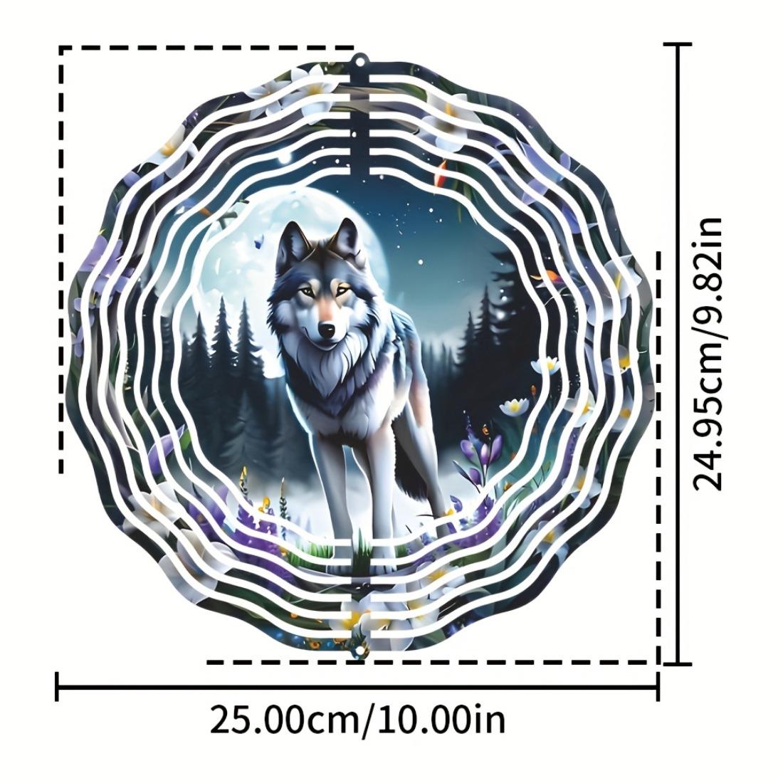 

Классический металлический ловец снов «Волк», ветряной спиннер, 25,4 см, 2D, настенный, использование без электричества 01A