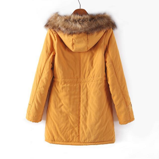 Manteau long à capuche en laine d'agneau style coréen grande taille pour femme - Hiver 2023