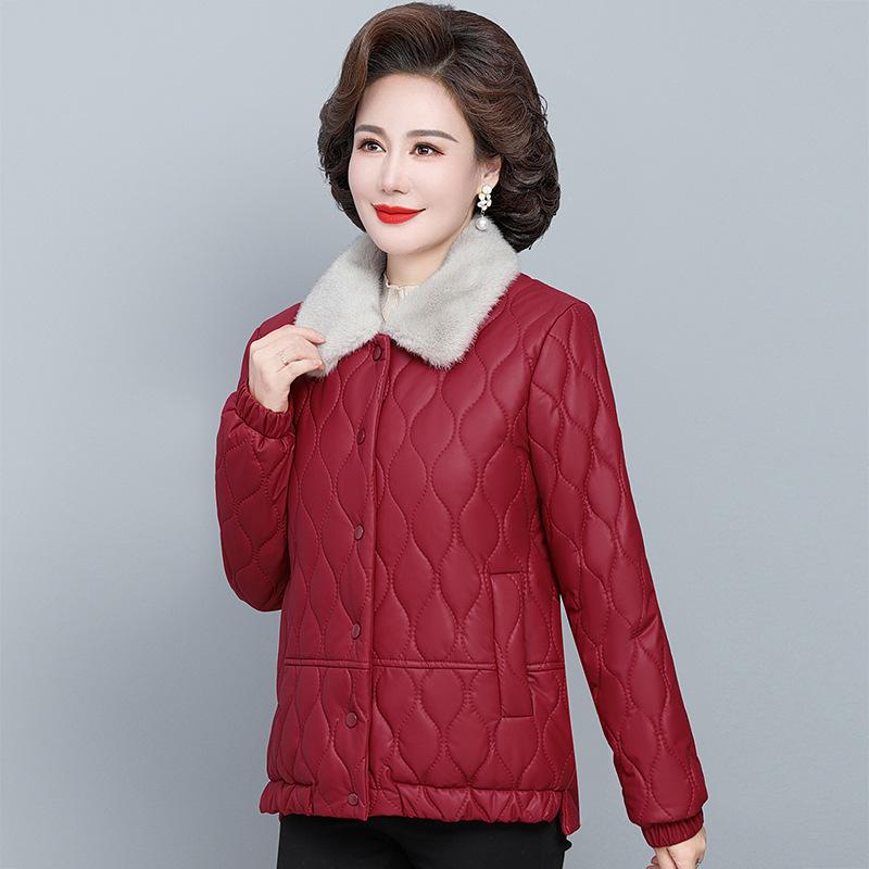 Imitation Leather Padded Jacket, Western Style Plus Velvet Thickened Cold-proof Padded Jacket